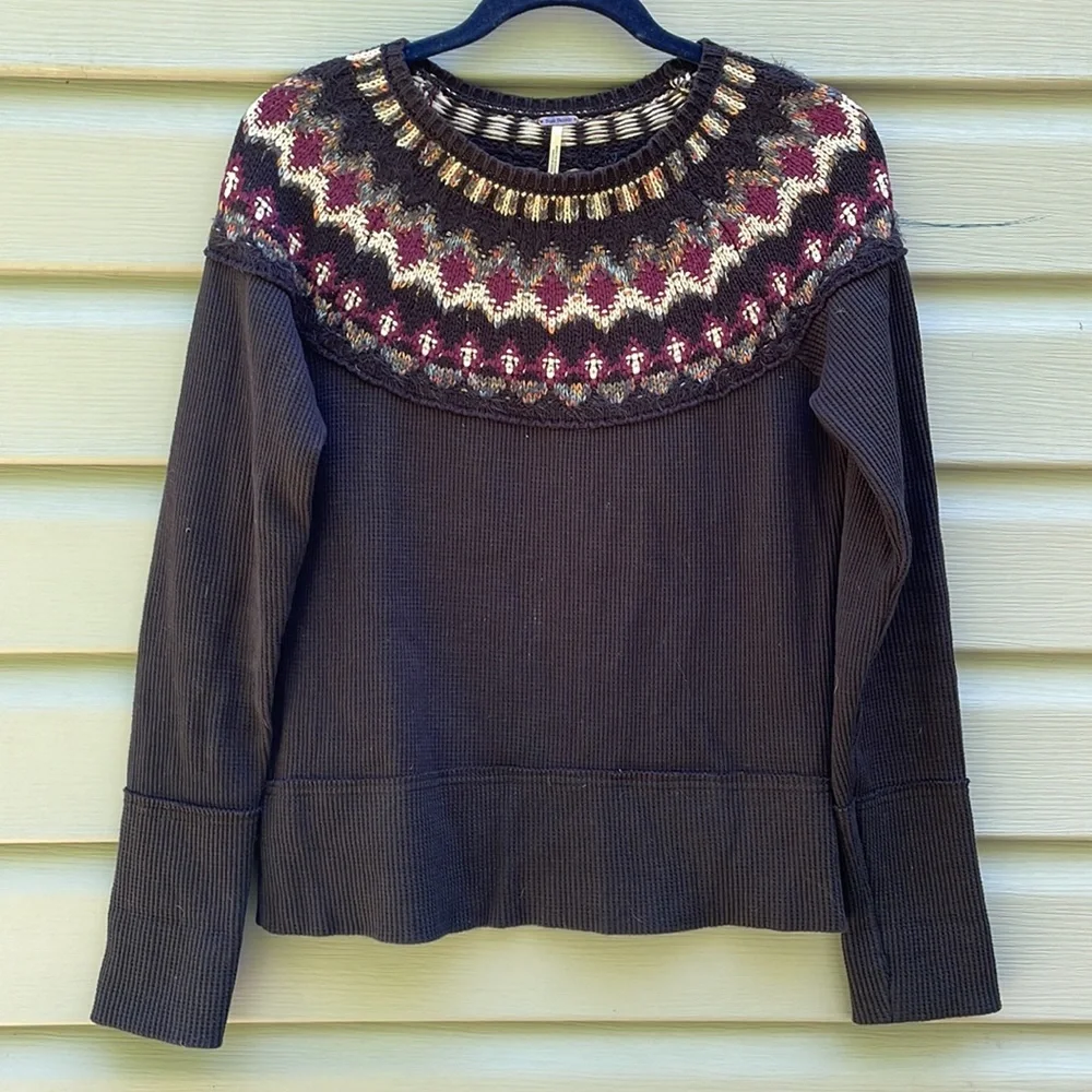 Free People Multicolor Knit Thermal Sweater
